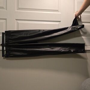 Black Immitation Leather Pant with ankle slits - Shein Curve 1X